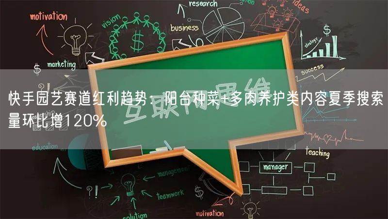 快手园艺赛道红利趋势：阳台种菜+多肉养护类内容夏季搜索量环比