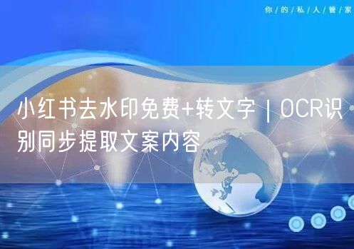 小红书去水印免费+转文字｜OCR识别同步提取文案内容