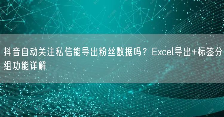 抖音自动关注私信能导出粉丝数据吗？Excel导出+标签分组功